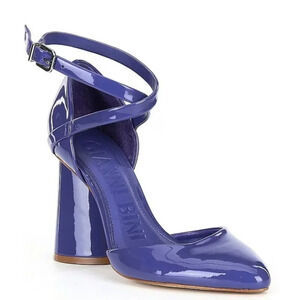 Gianni Bini Marlee Patent Pumps Ankle Strap Cylinder Heel Purple Blue Size 6.5